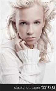 Beautiful blond woman with fashion hairstyle