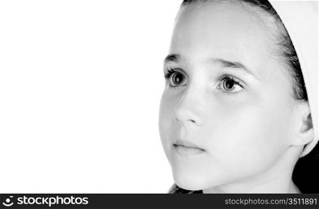 beautiful blonde girl portrait on a white background