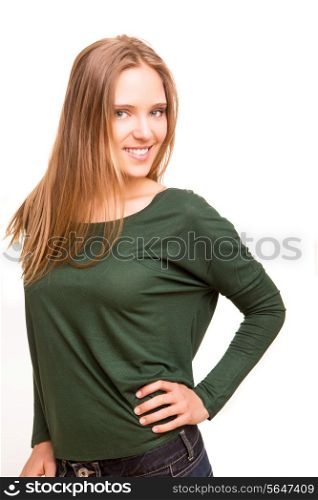 Beautiful blonde woman posing