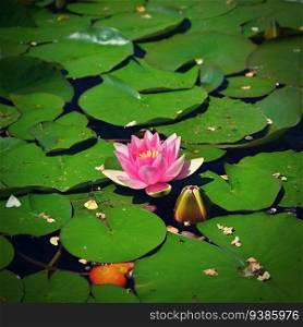 Beautiful blooming water lily plant. Colorful nature background for massage, spa and relaxation.