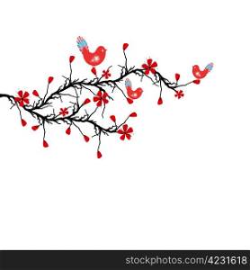 Beautiful blossom cherry and birds