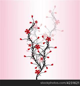Beautiful blossom cherry on pink background