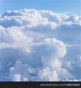Beautiful blue cloudy sky, abstract natural background, cloudscape, sunlight in cumulonimbus cloud, environment concept