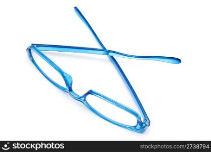 Beautiful blue glasses isolated on white background