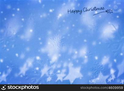 Beautiful blue happy Christmas card,winter holiday background, decoration paper with snow ornament