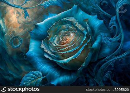 Beautiful Blue Rose.  Generative AI 