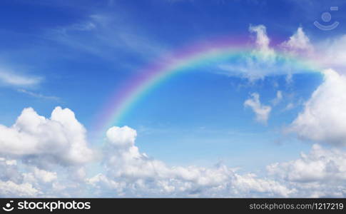 Beautiful Blue sky and cloud with rainbow.