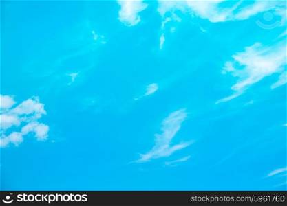 Beautiful blue sky and fluffy white clouds