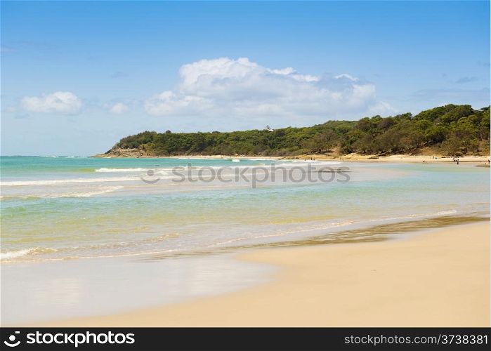 Beautiful blue sky and water on Home Beach, Stradbroke Island, Australia