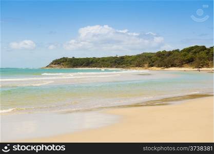 Beautiful blue sky and water on Home Beach, Stradbroke Island, Australia