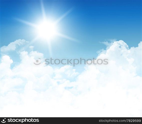 Beautiful Blue Sky Background Template With Some Space for Input Text Message Below Isolated on Blue
