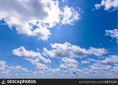 Beautiful blue sky white cloud and sunlight at summer in Thailand