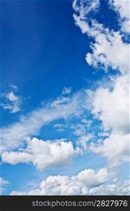 beautiful blue sky with bright white clouds