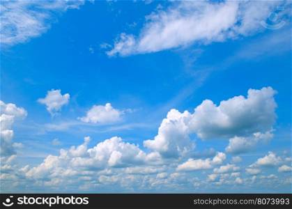 Beautiful blue sky with clouds closeup