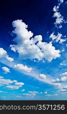 beautiful blue sky with cumulus clouds