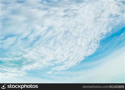 Beautiful blue sky with light Spindrift clouds , outdoor nature background