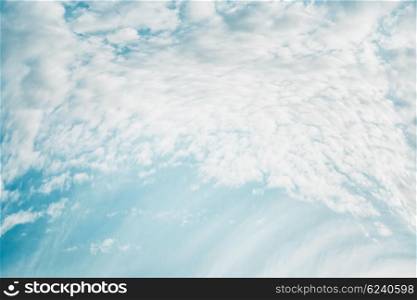Beautiful blue sky with Spindrift clouds pattern, outdoor nature background