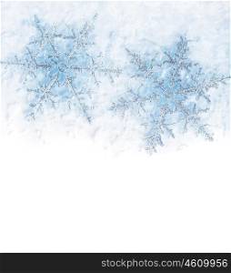 Beautiful blue snowflakes isolated, winter holiday background