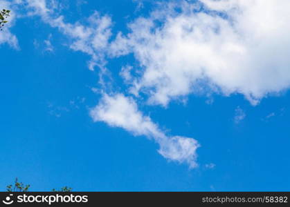 Beautiful blue spring sky with white clouds.