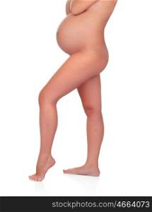 Beautiful body of pregnant woman naked isolated on white background