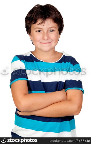 Beautiful boy isolated on a over white background