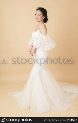 Beautiful bride in gorgeous couture dress