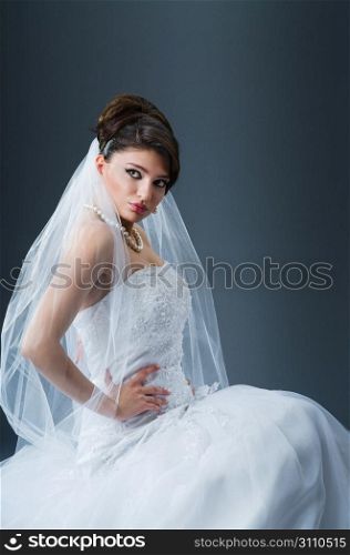 Beautiful bride in studio shooting