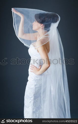 Beautiful bride in studio shooting