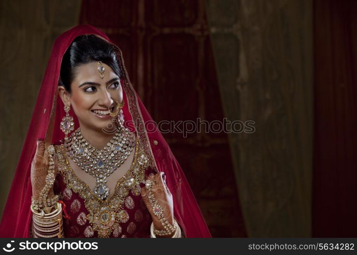 Beautiful bride looking away