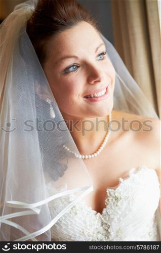 Beautiful Bride Wearing Wedding Dress