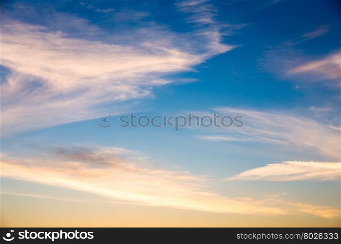 Beautiful bright sunset sky as a sky Background.