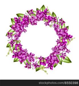 Beautiful, bright watercolor wreath with orchids. Illustration. Beautiful, bright watercolor wreath with orchids. . Beautiful, bright watercolor wreath with orchids. Illustration