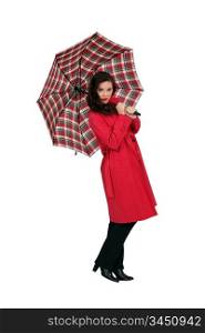 Beautiful brown-haired woman with umbrella