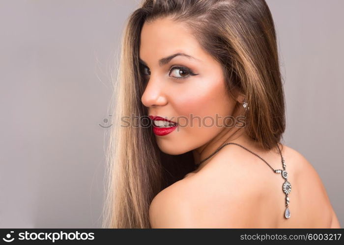 Beautiful Brunette Girl with healthy long hair