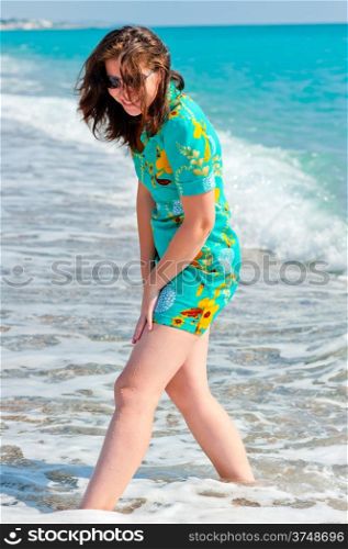 beautiful brunette on the beach