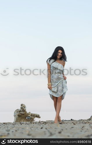 Beautiful brunette on the beach