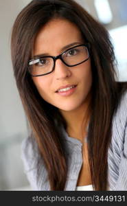 Beautiful brunette wearing eyeglasses