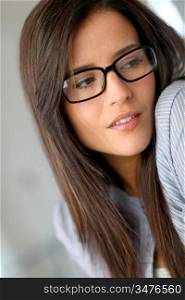 Beautiful brunette wearing eyeglasses