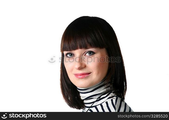 Beautiful Brunette Woman with isolated on white background