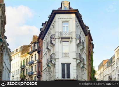 Beautiful Brussels Old Town street architecture. Belgium