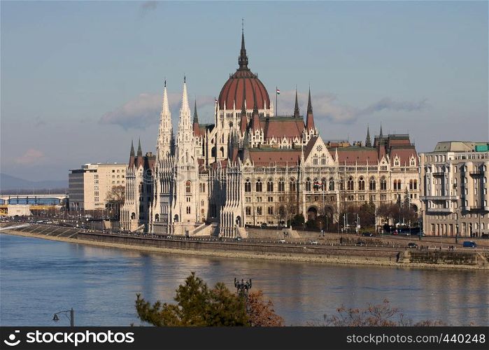 beautiful building of Hungarian parliament at the Budapest