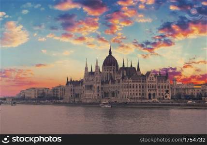Beautiful building of Parliament in Budapest, popular travel destination in Hungary.