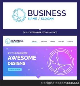 Beautiful Business Concept Brand Name worldwide, communication, connection, internet, network Logo Design and Pink and Blue background Website Header Design template. Place for Slogan / Tagline. Exclusive Website banner and Business Logo design Template