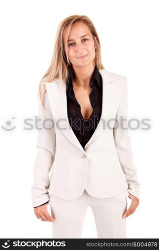 Beautiful business woman posing isolated