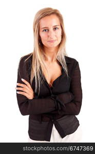 Beautiful business woman posing isolated