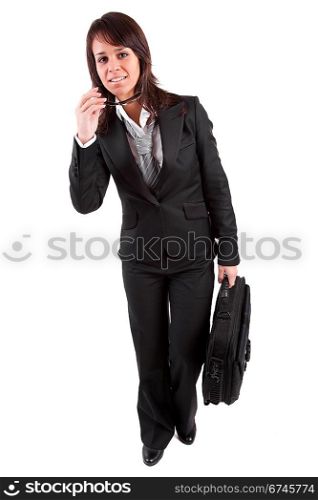 Beautiful Business woman posing, isolated over white
