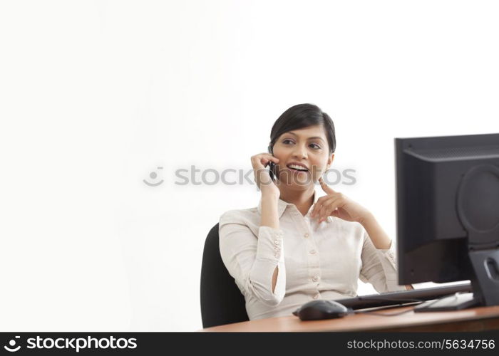Beautiful businesswoman talking on phone call