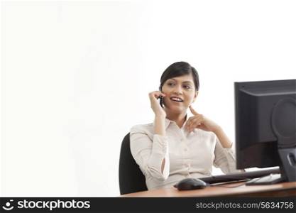 Beautiful businesswoman talking on phone call