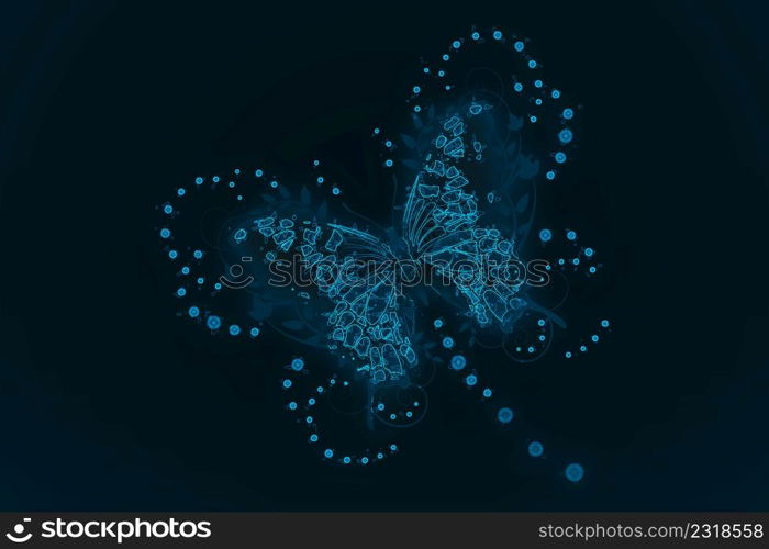 Beautiful butterfly on a dark blue background