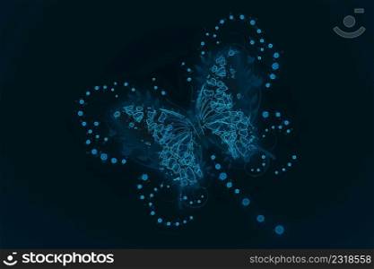 Beautiful butterfly on a dark blue background